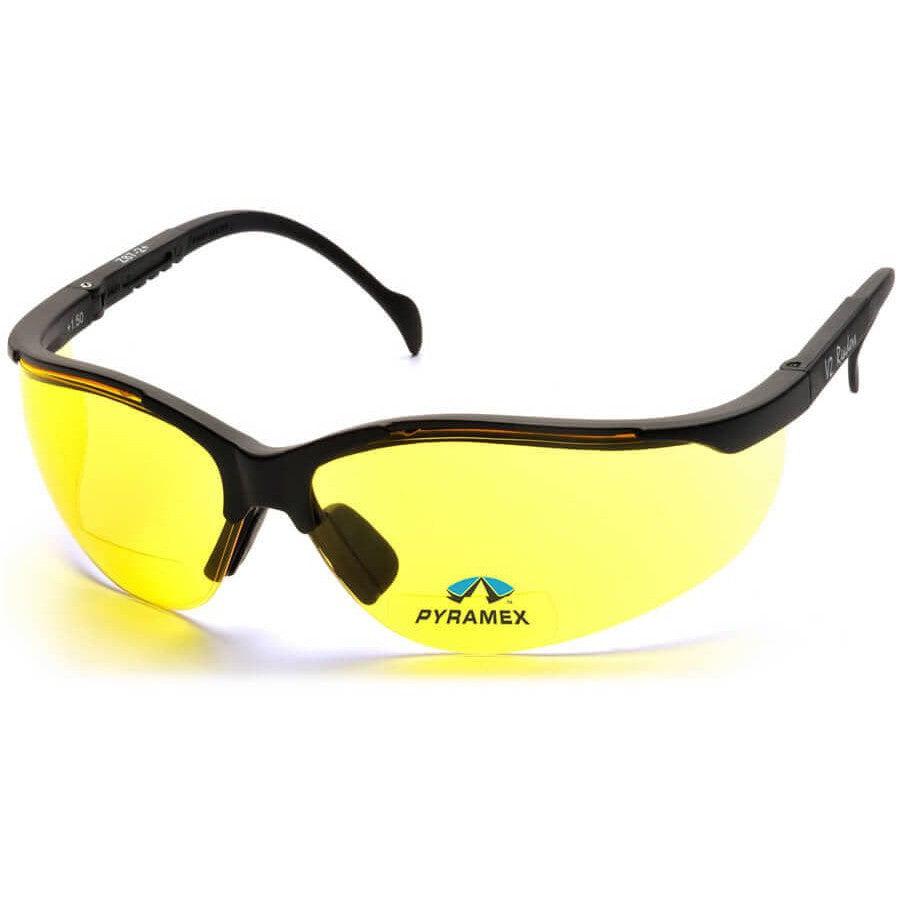 Pyramex V2 Reader Bifocal Safety Glasses with Black Frame and Amber Lens-+1.50-SB1830R15-Safety Glasses USA-1
