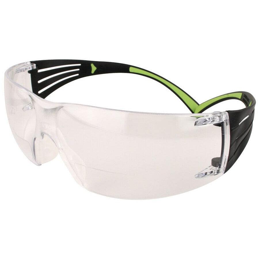3M SecureFit Bifocal Safety Glasses with Black/Lime Temples and Clear Anti-Fog Lens