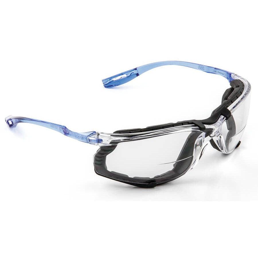 3M Virtua CCS Bifocal Safety Glasses with Blue Temples Foam Gasket and Clear Anti-Fog Lens