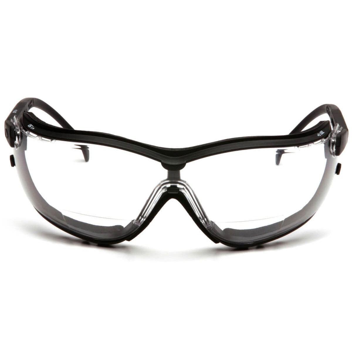 Pyramex V2G Bifocal Safety Glasses/Goggles with Black Frame and Clear Lens - Front