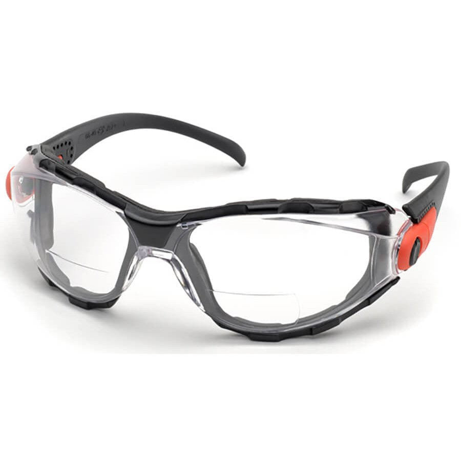 Elvex Go-Specs Bifocal Safety Glasses with Black Frame, Foam Seal and Clear Anti-Fog Lens RX-GG-40C-AF