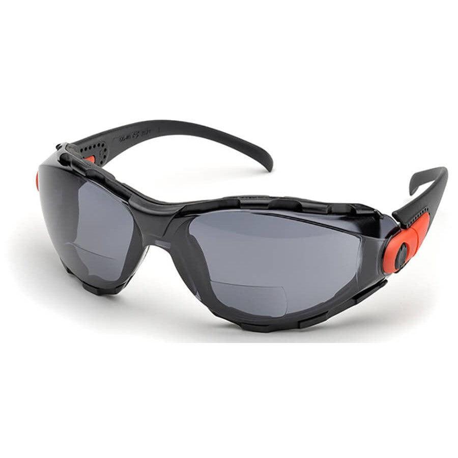 Elvex Go-Specs Bifocal Safety Glasses Black Foam Gray AF Lens +2.50