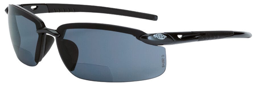 Crossfire ES5 Bifocal Safety Glasses with Crystal Black Frame and Polarized Smoke Lens