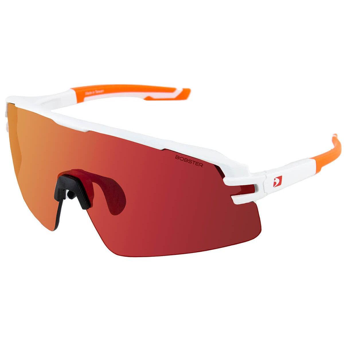 Bobster Flash Cycling Sunglasses with Matte White/Orange Frame and Smoke Black Red Revo Lens BFLA01