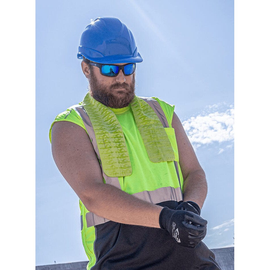 Bullhead Sawfish Safety Glasses with Tortoise Frame and Polarized Blue Mirror Anti-Fog Lens BH2679PFT - Man Wearing Bullhead Sawfish2