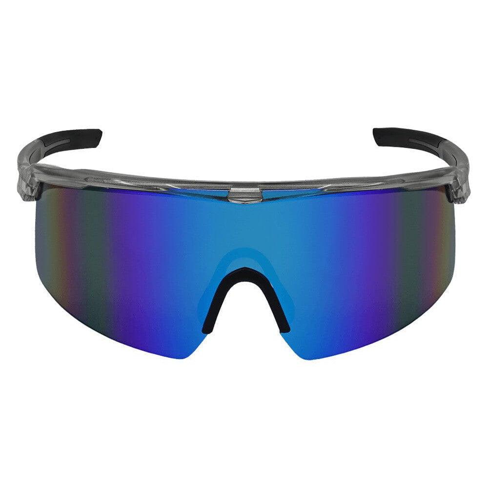 Bullhead Whipray Safety Glasses with Silver Frame and Polarized Blue Mirror Anti-Fog Lens BH3219PFT - Front View