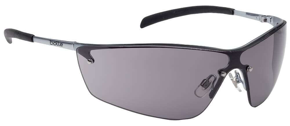 Bolle Silium Safety Glasses with Silver Frame and Smoke Anti-Scratch and Anti-Fog Lens