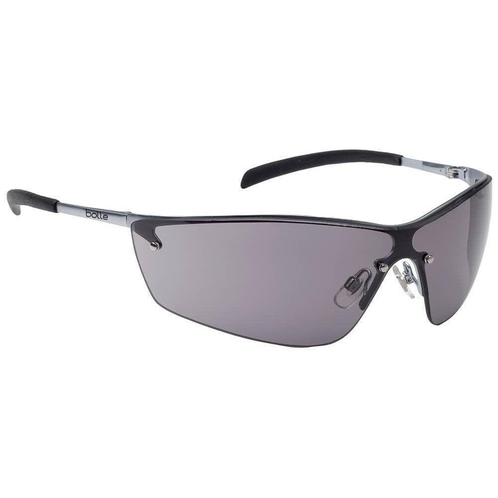 Bolle Silium Safety Glasses with Silver Frame and Smoke Anti-Scratch and Anti-Fog Lens