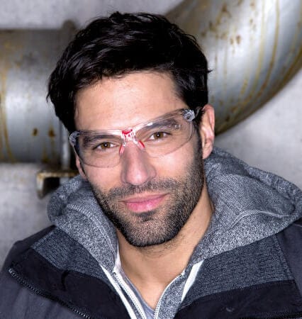 Bolle IRI-s Safety Glasses with Black Temples and Clear Anti-Fog Lens - Model Wearing BOL-40223