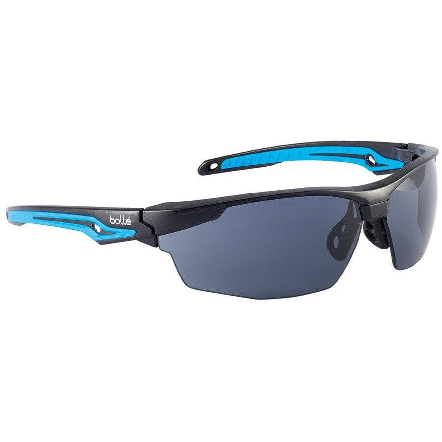 Bolle Tryon Safety Glasses with Black & Blue Frame and Smoke Platinum Anti-Fog Lens 40302