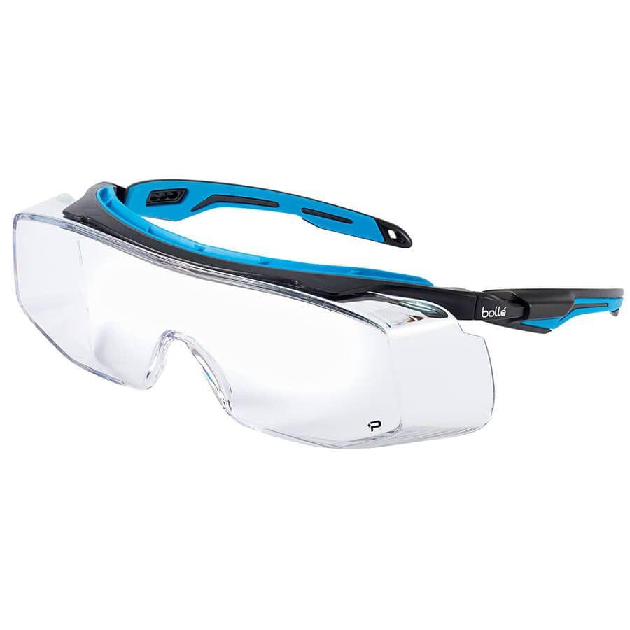 Bolle Tryon OTG Safety Glasses with Black & Blue Frame and Clear Platinum Anti-Fog Lens 40306