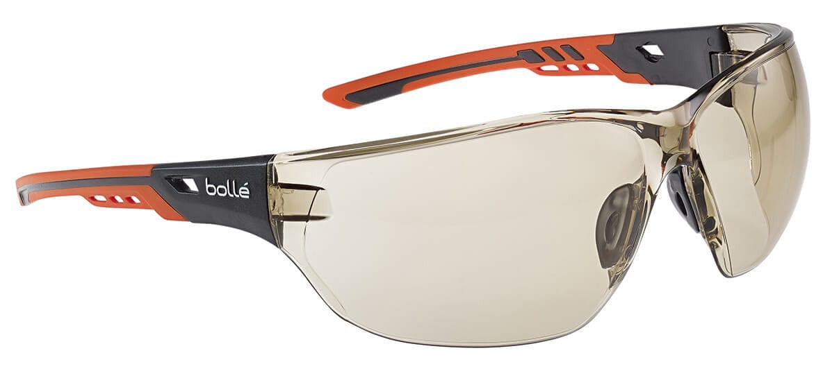 Bolle Ness Plus Safety Glasses Orange/Gray Temples CSP Platinum Anti-Fog Lens NESSPCSP