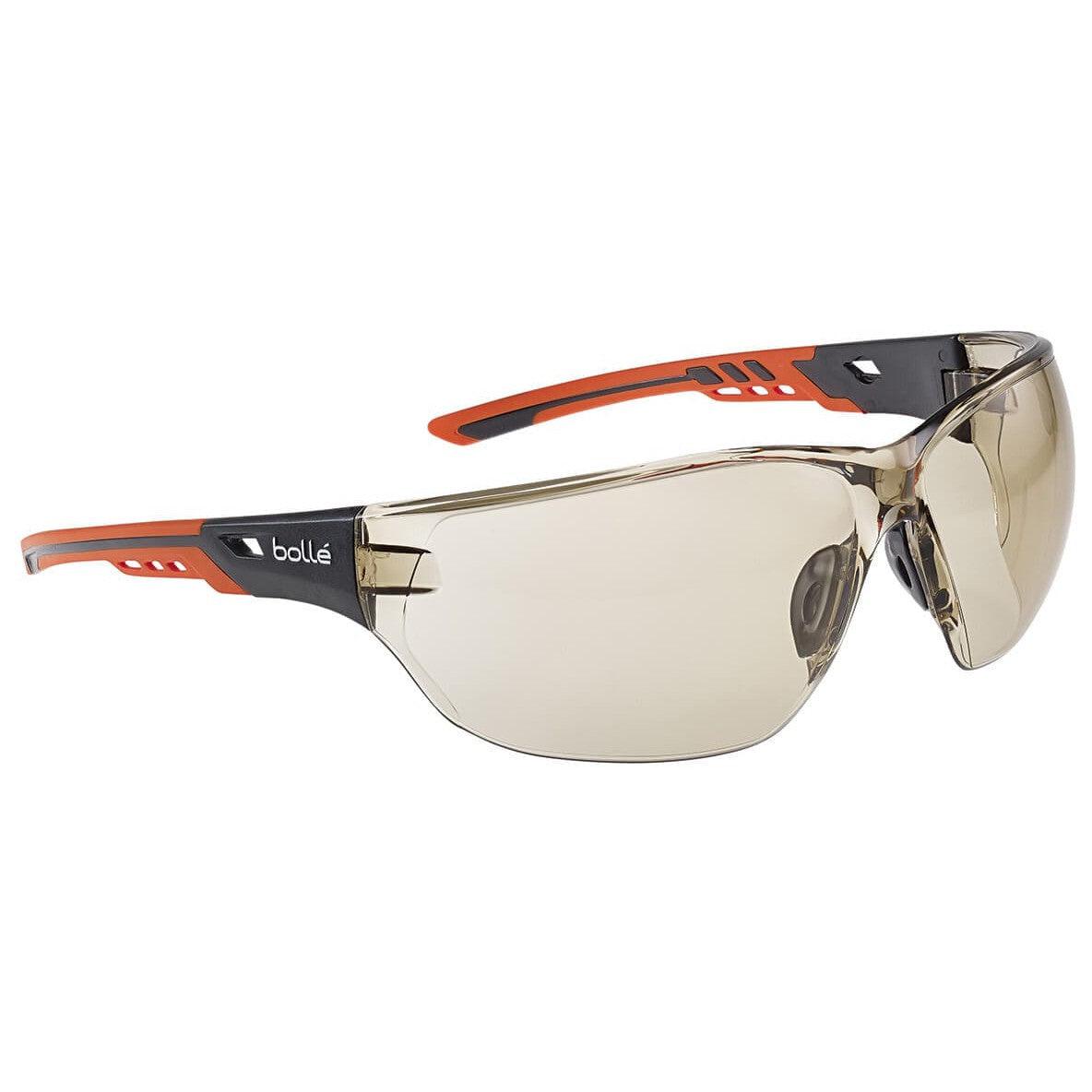 Bolle Ness Plus Safety Glasses Orange/Gray Temples CSP Platinum Anti-Fog Lens NESSPCSP