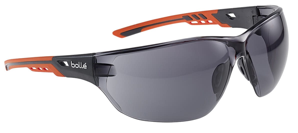 Bolle Ness Plus Safety Glasses Orange/Gray Temples Smoke Platinum Anti-Fog Lens NESSPPSF