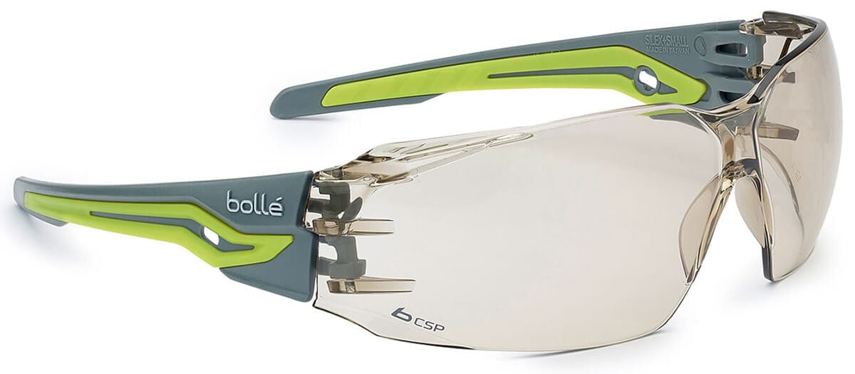 Bolle Silex Plus Small Safety Glasses with Gray/Yellow Temples and CSP Platinum Anti-Fog Lens