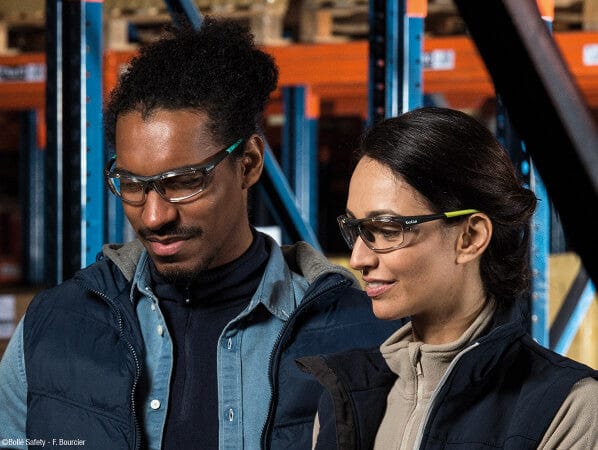 Models wearing Harper Safety Glasses with Clear Blue-Blocker Lens PXFHARP208