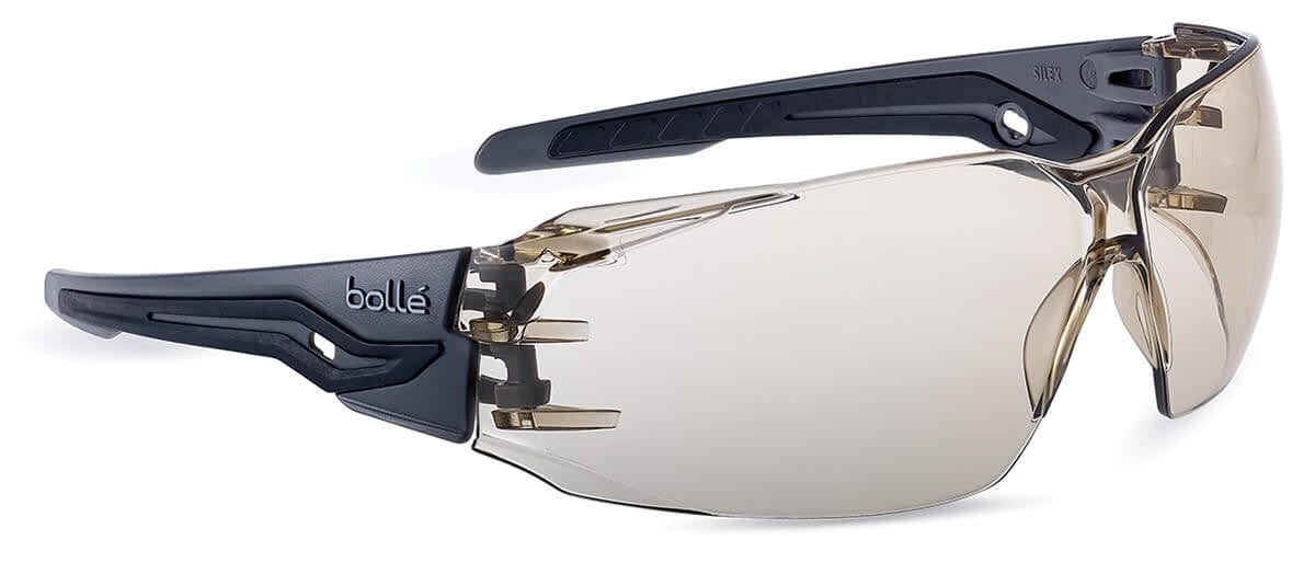 Bolle Silex Plus Safety Glasses with Gray/Black Temples and CSP Platinum Anti-Fog Lens