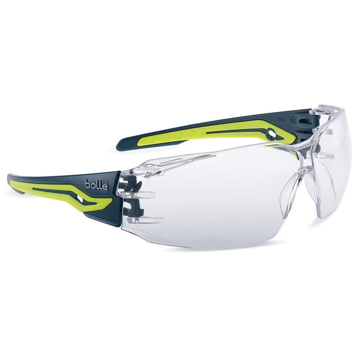 Bolle Silex Plus Safety Glasses with Black/Yellow Temples and Clear Platinum Anti-Fog Lens