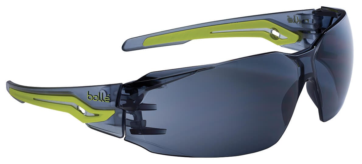 Bolle Silex Safety Glasses with Gray/Yellow Temples and Smoke Anti-Fog Lens