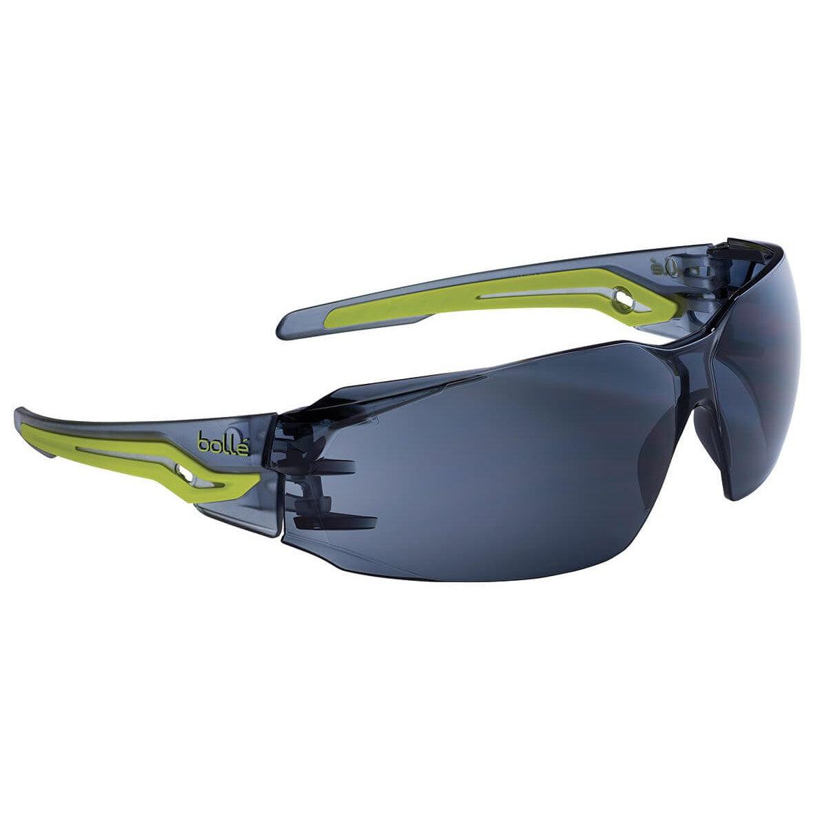Bolle Silex Safety Glasses with Gray/Yellow Temples and Smoke Anti-Fog Lens