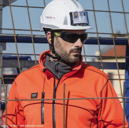 Bolle Silex Safety Glasses with Gray/Yellow Temples and Smoke Anti-Fog Lens - Lifestyle 2