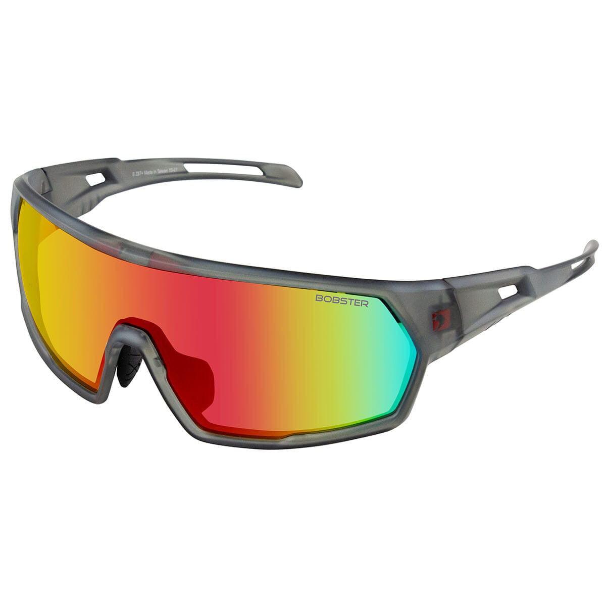 Bobster Speed Cycling Sunglasses with Matte Clear/Gray Frame and Smoked Crimson Mirror Lens BSPE01