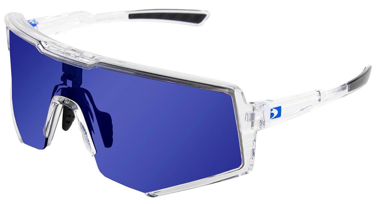 Bobster Sprocket Cycling Sunglasses with Crystal Clear Frame and Blue Mirror Lens BSPR01