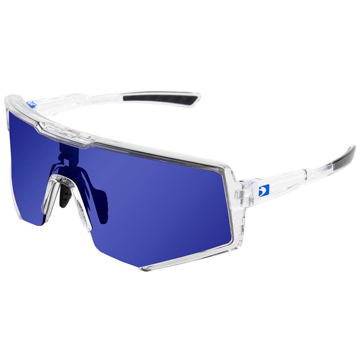 Bobster Sprocket Cycling Sunglasses with Crystal Clear Frame and Blue Mirror Lens BSPR01