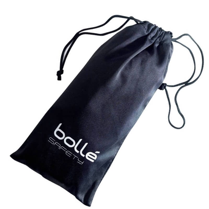 Bolle Rush Plus Safety Glasses with Black/Gray Temples, Foam Gasket and Smoke Platinum Anti-Fog Lens - Pouch