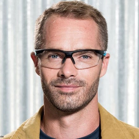 Bolle Tryon Safety Glasses with Black & Blue Frame and Clear Platinum Anti-Fog Lens 40301 Model