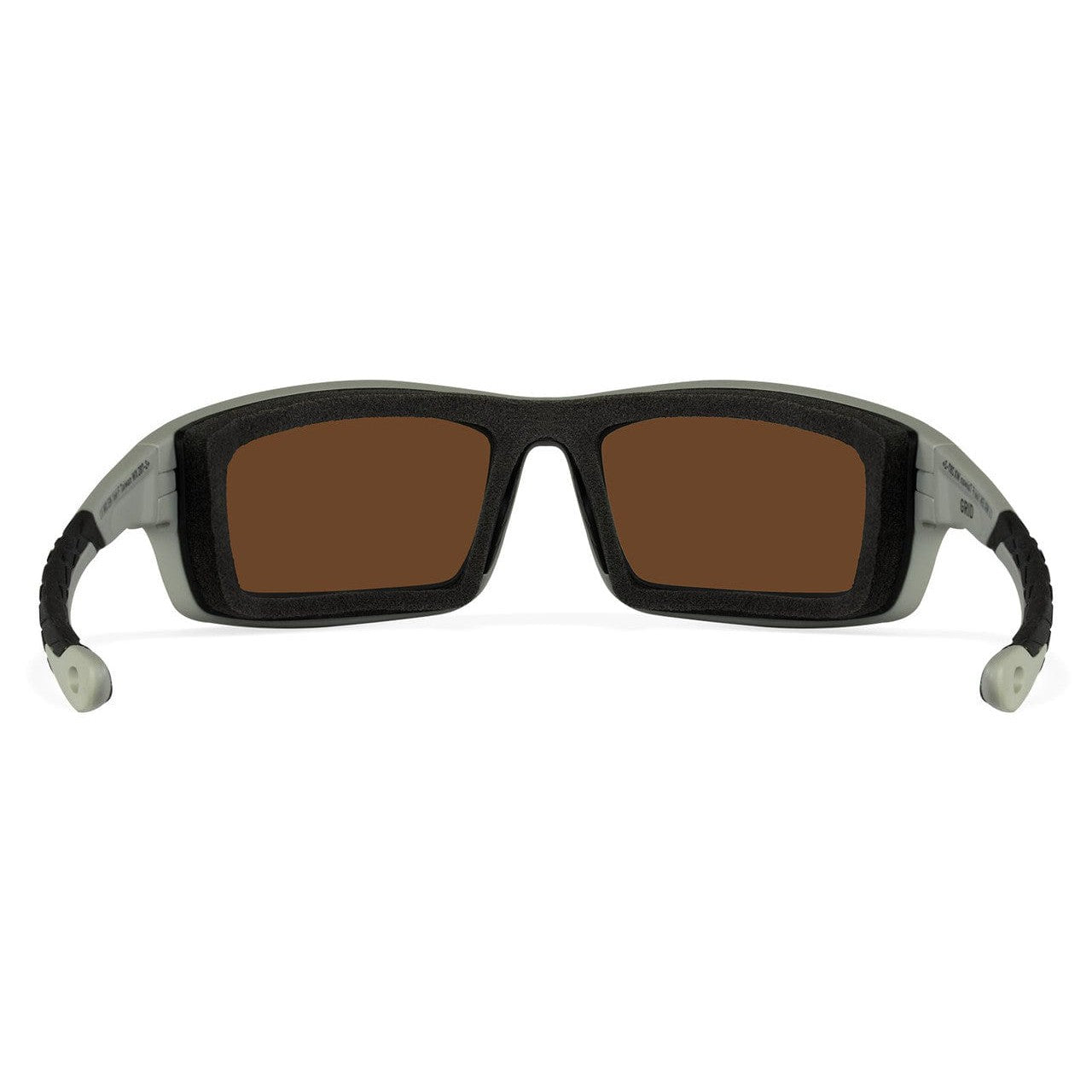 Wiley X Grid Safety Sunglasses with Grey Frame and Captivate Polarized Green Mirror Lens CCGRD07 - Back View