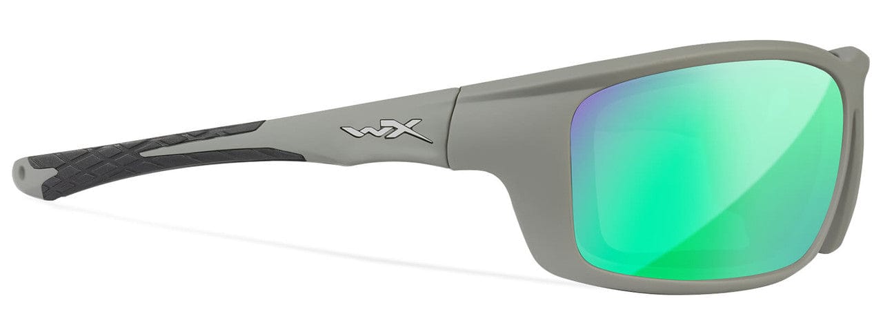 Wiley X Grid Safety Sunglasses with Grey Frame and Captivate Polarized Green Mirror Lens CCGRD07 - Right View