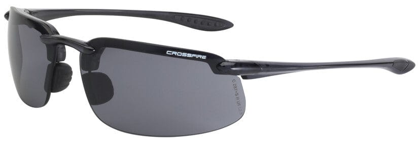 Crossfire ES4 Safety Glasses with Crystal Black Frame and Smoke Lens