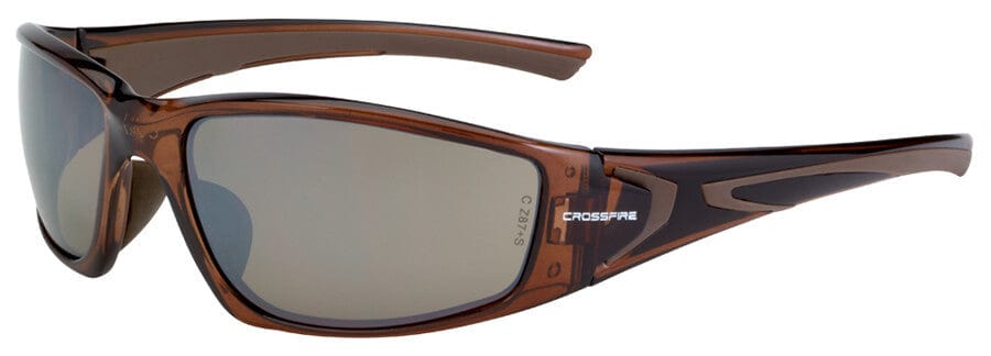 Crossfire RPG Safety Glasses with Crystal Brown Frame and HD Brown Flash Mirror Lens