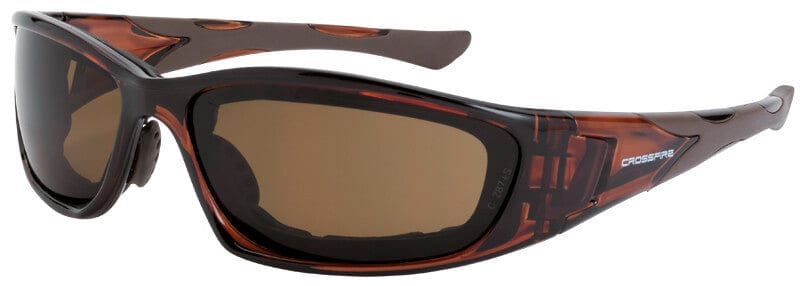 Crossfire MP7 Foam Lined Safety Glasses with Crystal Brown Frame and HD Brown Anti-Fog Lens