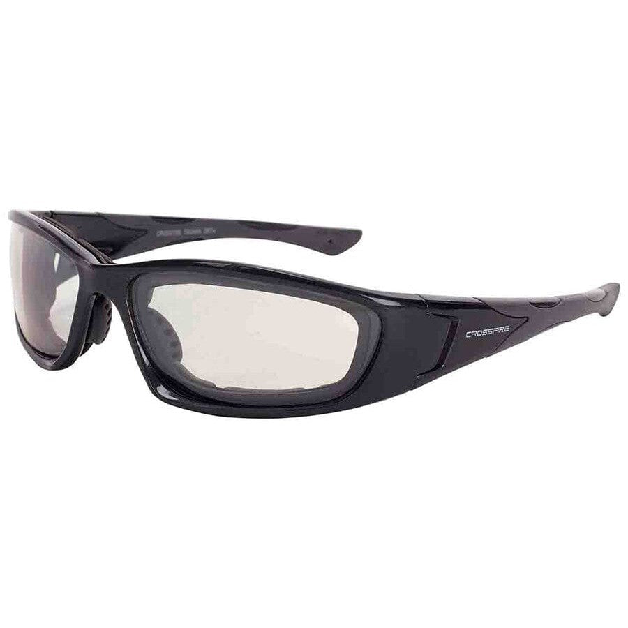 Crossfire MP7 Foam Lined Safety Glasses with Shiny Pearl Gray Frame and Indoor-Outdoor Anti-Fog lens