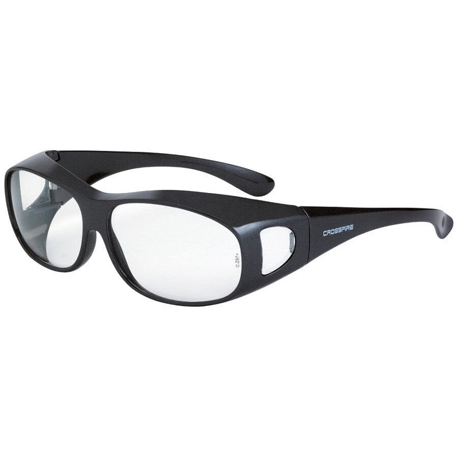 Crossfire OG3 OTG Safety Glasses with Shiny Pearl Gray Frame and Large Clear Lens 3114