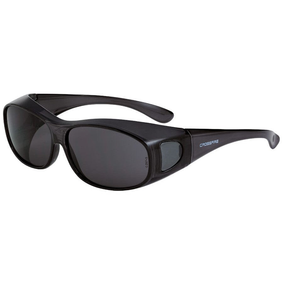 Crossfire OG3 OTG Safety Glasses with Crystal Black Frame and Large Smoke Lens 3116