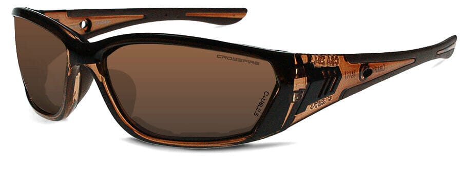 Crossfire 710 Foam Lined Safety Glasses with Crystal Brown Frame and Brown AF Lens