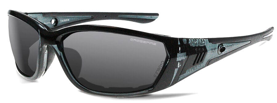 Crossfire 710 Foam Lined Safety Glasses with Crystal Black Frame and Smoke Anti-Fog Lens