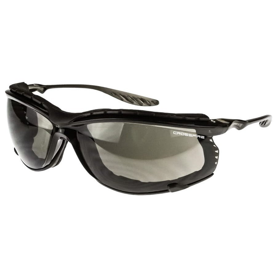 Crossfire 24Seven Safety Glasses with Crystal Black Frame with Foam and Smoke Lens