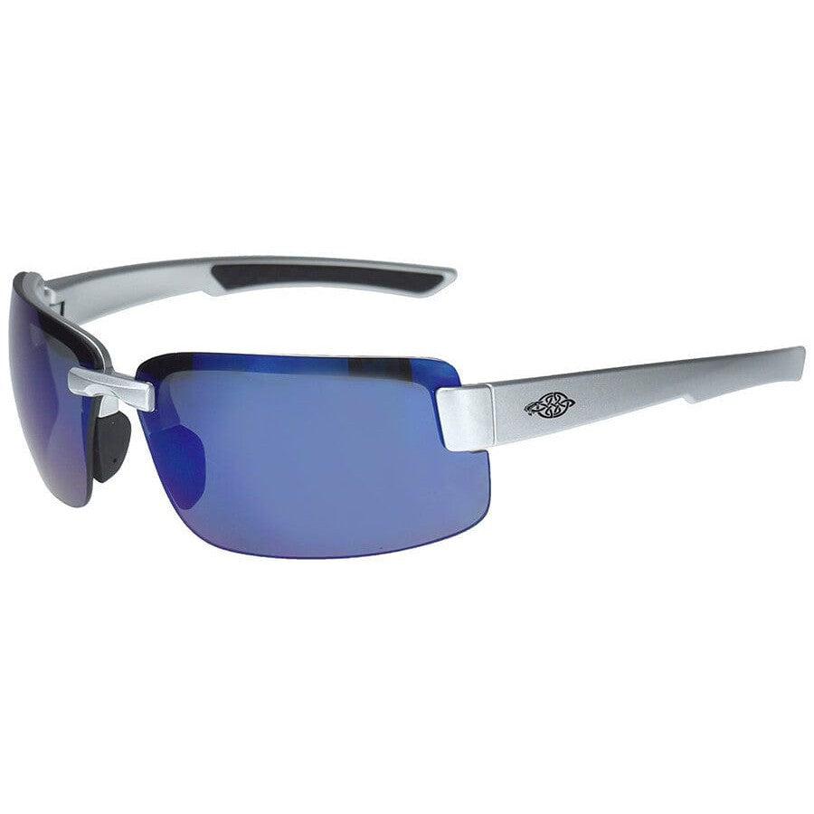 Crossfire ES6 Safety Glasses with Silver Gloss Frame and Blue Mirror Lens