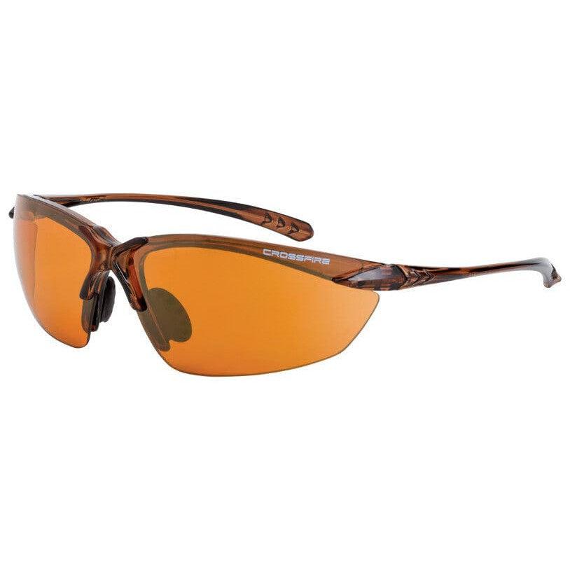 Crossfire Sniper Safety Glasses with Crystal Brown Frame and HD Copper Lens