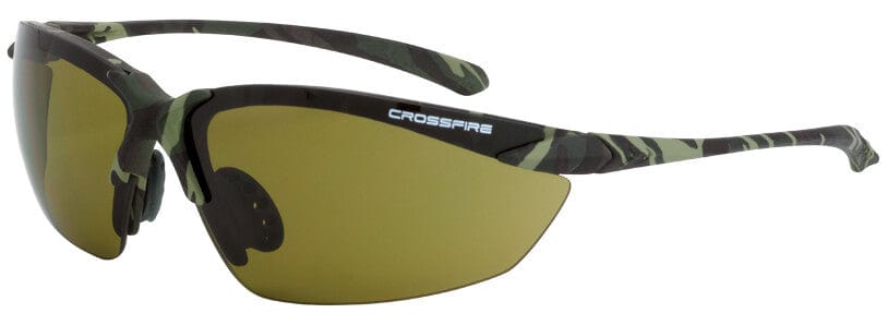 Crossfire Sniper Safety Glasses with Military Green Camo Frame and HD Green Lens
