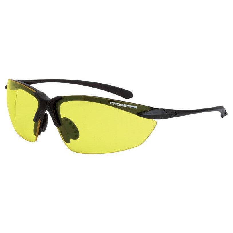 Crossfire Sniper Safety Glasses with Matte Black Frame and Yellow Lens