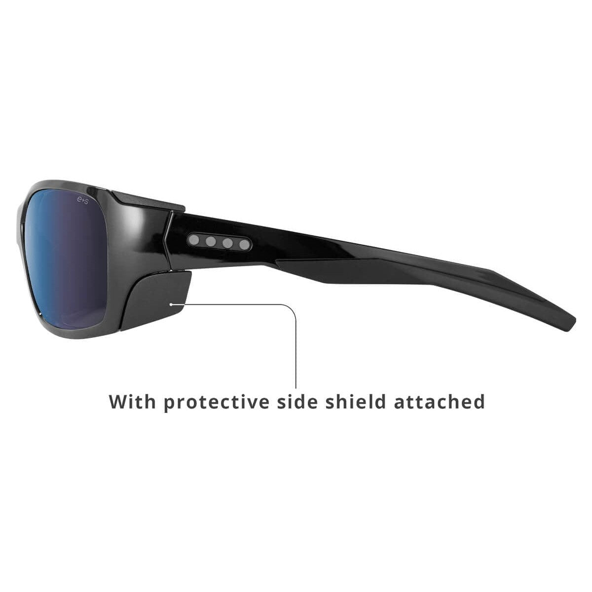 EnChroma Summit Color Blind Safety Glasses with Cx3 Outdoor Sun Lens Cx3-SN-SUM-BK-PL - Side View with Side Shields