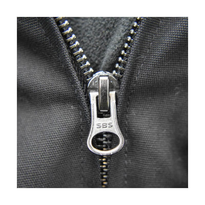 DEWALT DCHJ076ATB Unisex Heated Heavy Duty Work Coat Without Battery - Zipper Closeup - Shown in Black