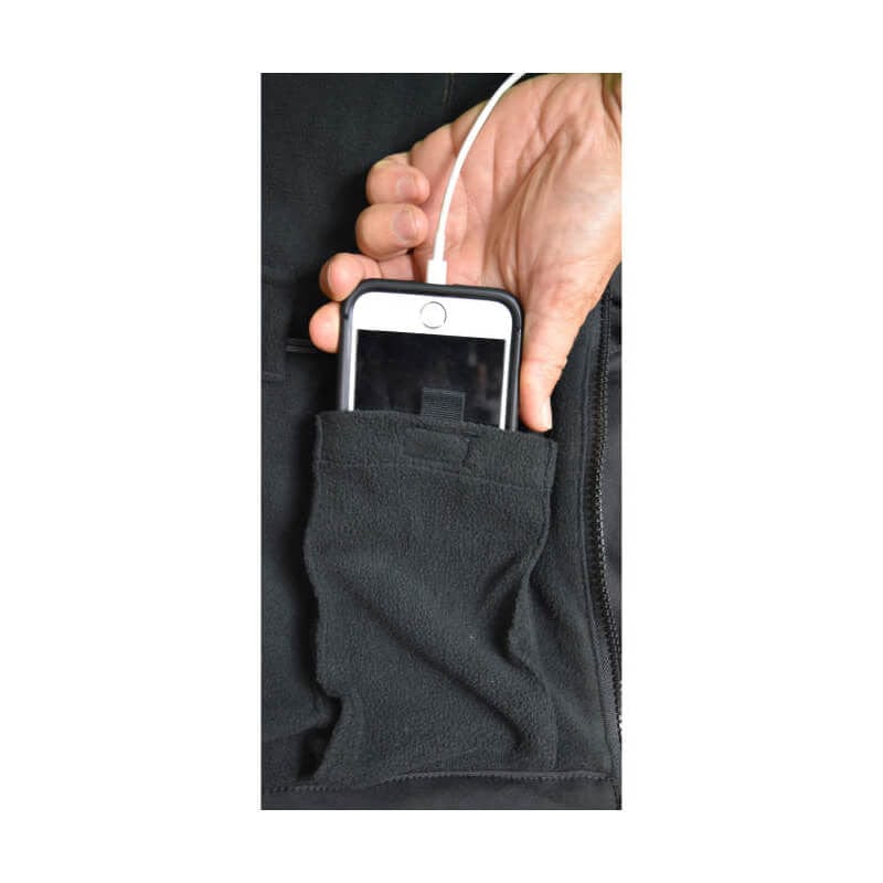 DEWALT DCHJ076ATB Unisex Heated Heavy Duty Work Coat Without Battery - Pocket Closeup 2 - Shown in Black