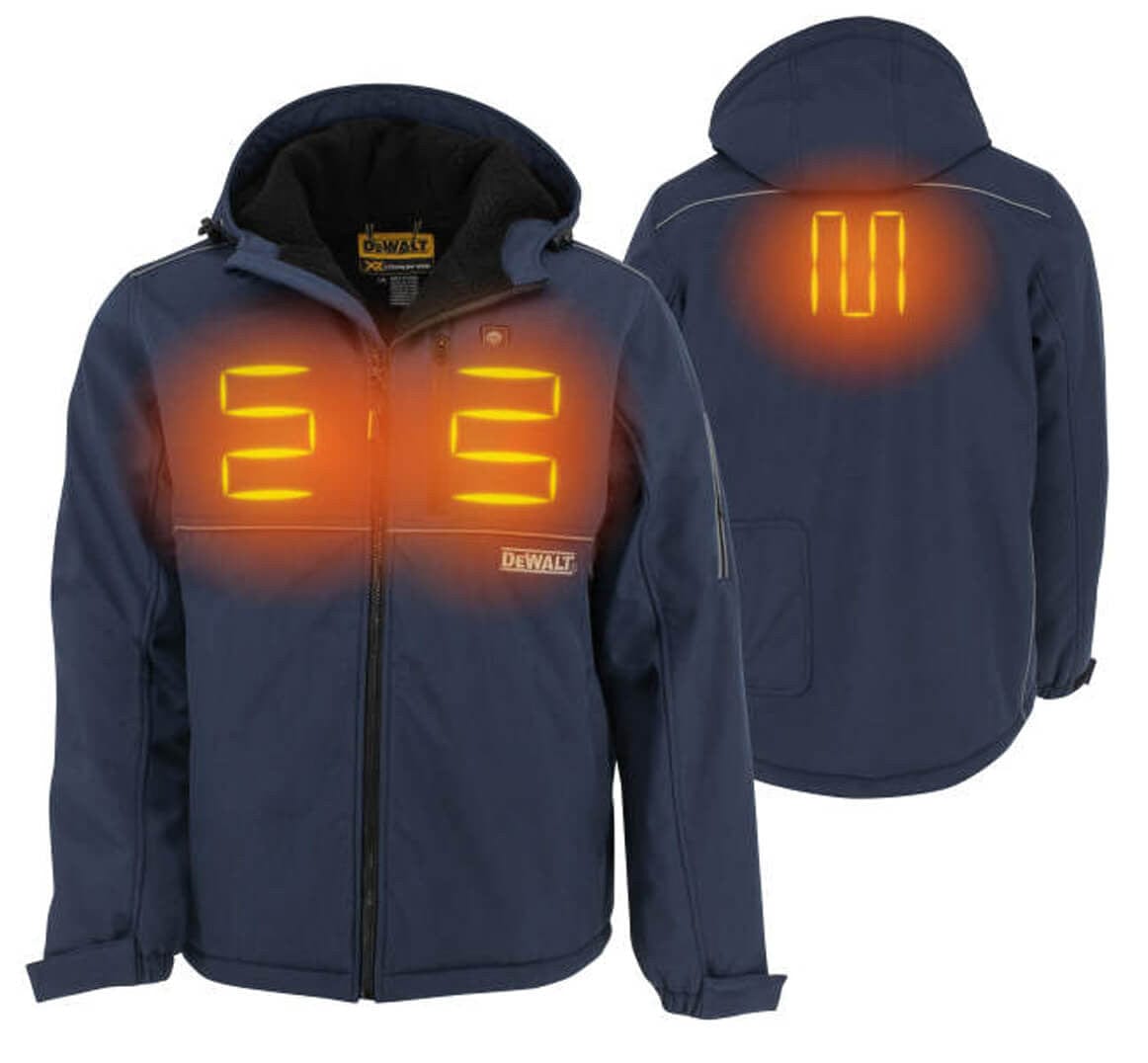 DEWALT Unisex Softshell Heated Navy Jacket With Battery & Charger DCHJ101D1 - Heated Zones