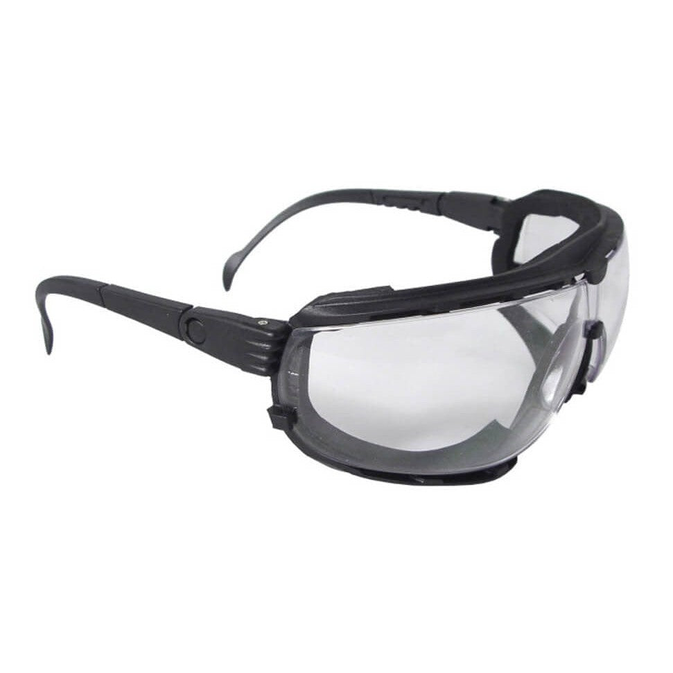 Radians Dagger Foam-Lined Safety Glasses/Goggle with Clear Anti-Fog Lens - shown with included temples